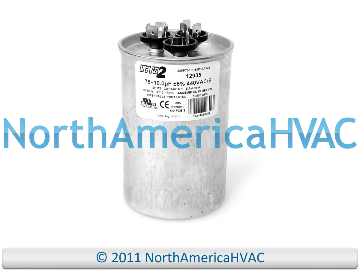 Mars Mars2 Jard Capacitor Round Dual Run 75/10 uf MFD 440 Volt VAC